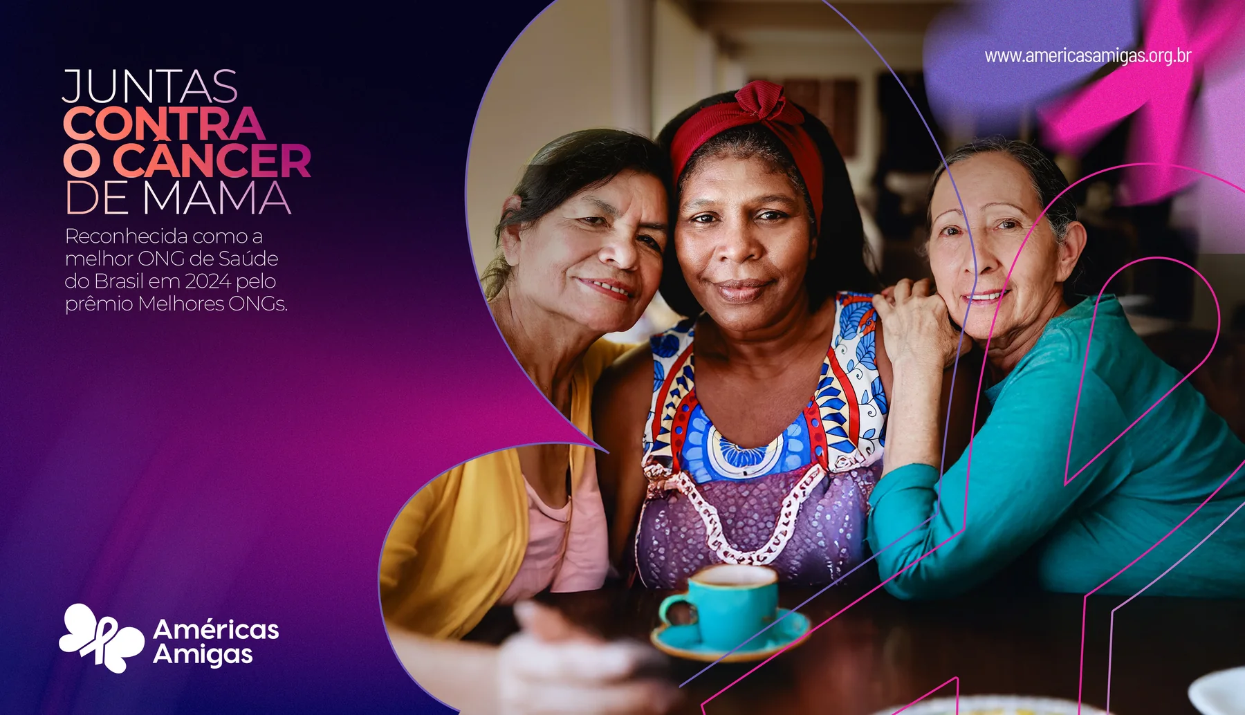 Key visual Juntas contra o câncer de mama da Américas Amigas
